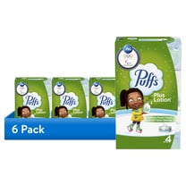 (6 pack) Puffs Plus Lotion Facial Tissues, 4 Family Boxes, 124 tissues per box