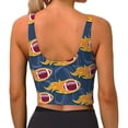 thumbnail image 4 of Goofa Burning Rugby Balls Printed Sports Bras for Women, High Impact Running Bra Workout Crop Tank Tops Longline Sports Bra Push up-XX-Large, 4 of 9