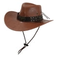 thumbnail image 1 of Sombrero de vaquero occidental para hombre, sombrero informal de vaquera para actuaciones escénicas, compras y cosplay. Caqui oscuro, 1 of 9