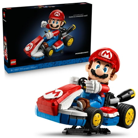 LEGO Super Mario: Mario Kart – Mario & Standard Kart 3D Puzzle for Adults - DIY Book Shelf & Room Decor for Men & Women, Ages 18  - Arts & Crafts for Adult Gamers - Birthday Gift Idea - 72037
