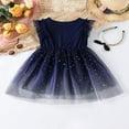 thumbnail image 4 of Filles Tout-Petits Été Sans Manches O Cou Étoile Lune Impression Tulle Robe, 4 of 9