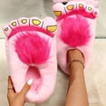 thumbnail image 2 of Funny Slippers for Women Comfortable Novelty Warm Winter Hob-bit Feet Furry Indoor Shoes Adult Couples Valentine's Day Gifts, Pink & One Size, 2 of 7