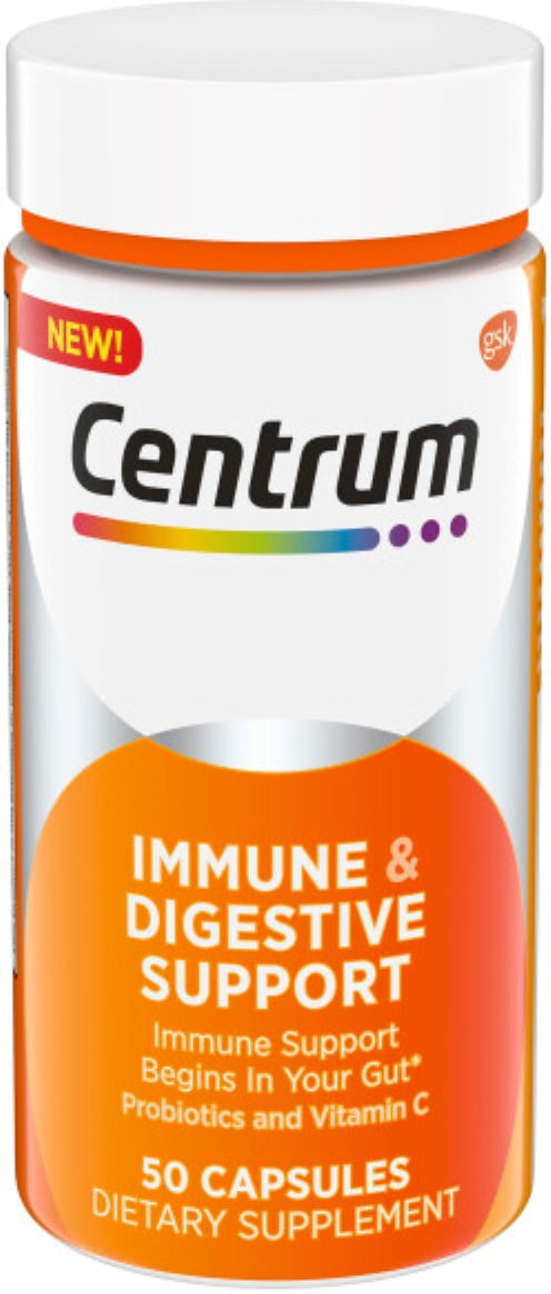 2 Pack - Centrum  Immune & Digestive Support, Probiotic Supplement with Vitamin C, Zinc, Organic Botanical Blend, Bacillus Coagulans for Immune Support 50 ct