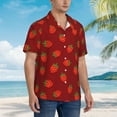 thumbnail image 3 of Gaeub Strawberry Print Men's Hawaiian Shirt,Button Down Short Sleeves Shirts,Tropical Beach Casual Button Down Shirts,Large, 3 of 7