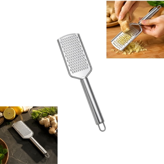 Stainless Steel Fine Grater Handheld Ginger Garlic Nutmeg Shredder with Cylindrical Handle Kitchen Prep Tool