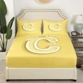thumbnail image 3 of Erosebridal Yellow Bowknot Bed Sheets Set Full Size, Initial Letter C Bed Sheets Full, Cartoon Monogrammed Reversible Sheet Set Full, Breathable Bedroom Decorative, 4pcs, 3 of 7