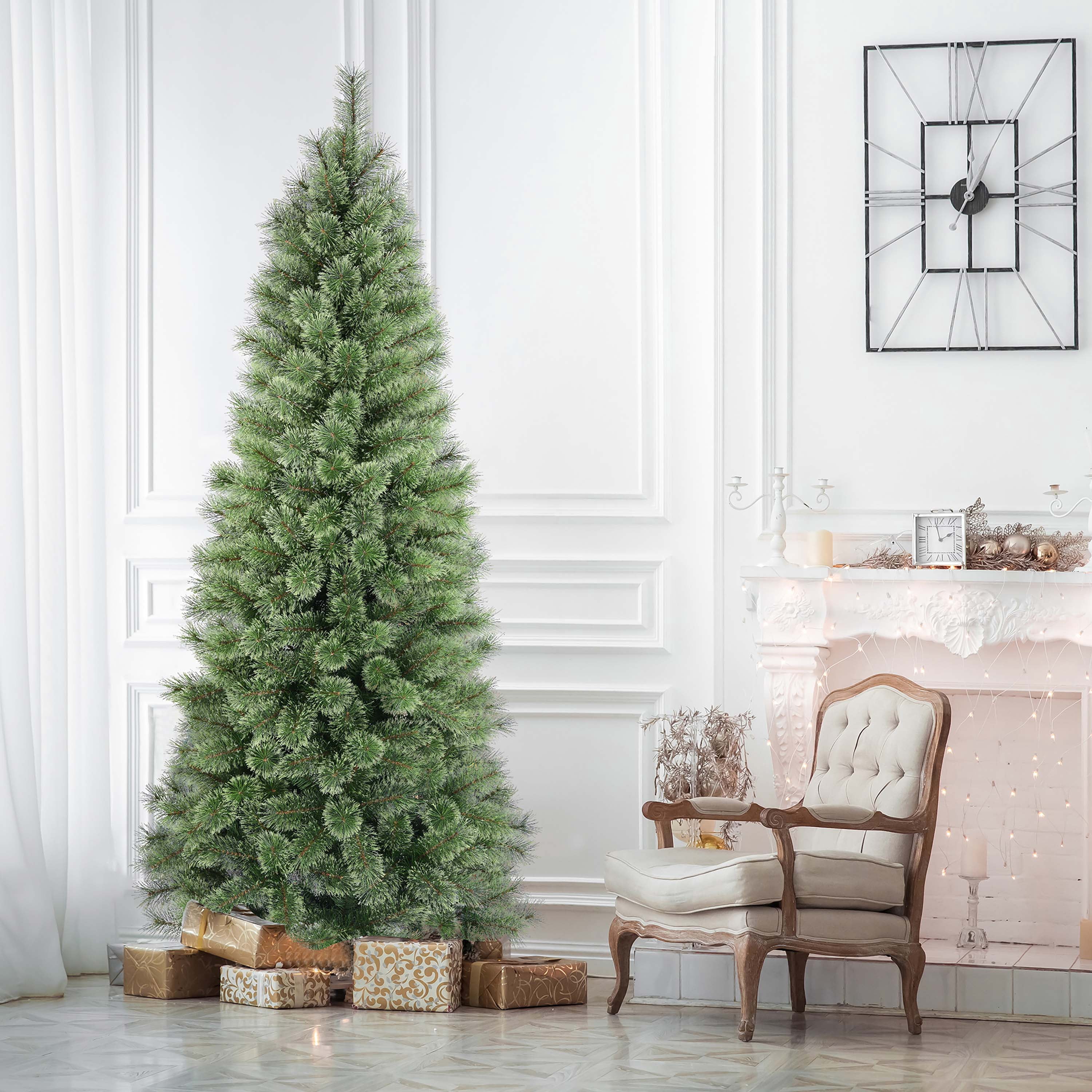7' Non-Lit Brighton Cashmere Green Artificial Christmas Tree with Stand, by Holiday Time