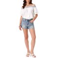 thumbnail image 2 of INSPIRE CHIC Women's Off Shoulder Tops Ruffles Sleeves Smocked Summer Beach Boho Casual Blouses M White, 2 of 6