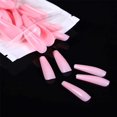 thumbnail image 1 of 100pcs Solid Color Plastic Shiny High-Hard Holiday Nails Simple Pointed Fake Nail Extension Press on Nails Manicure (pink), 1 of 1