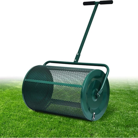 24-Inch Compost and Peat Moss Spreader- Heavy-Duty Multi-Purpose Lawn Spreader for Topsoil, Manure, Fertilizers, Mulch - Durable Metal Mesh,One-Piece Roller - No Assembly Needed