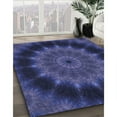 thumbnail image 3 of Ahgly Company Machine Washable Indoor Square Transitional Royal Blue Area Rugs, 3' Square, 3 of 7
