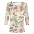 thumbnail image 4 of Pompotops T-shirt Mode Imprimé Ample Manches 3/4 Blouse Col Rond Tops Décontractés Liquidation, 4 of 4