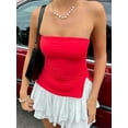 thumbnail image 4 of Women Tube Tops Solid Color Strapless Slit Tank Tops Summer  Bandeau Cropped Tops Streetwear 2024 New, 4 of 9