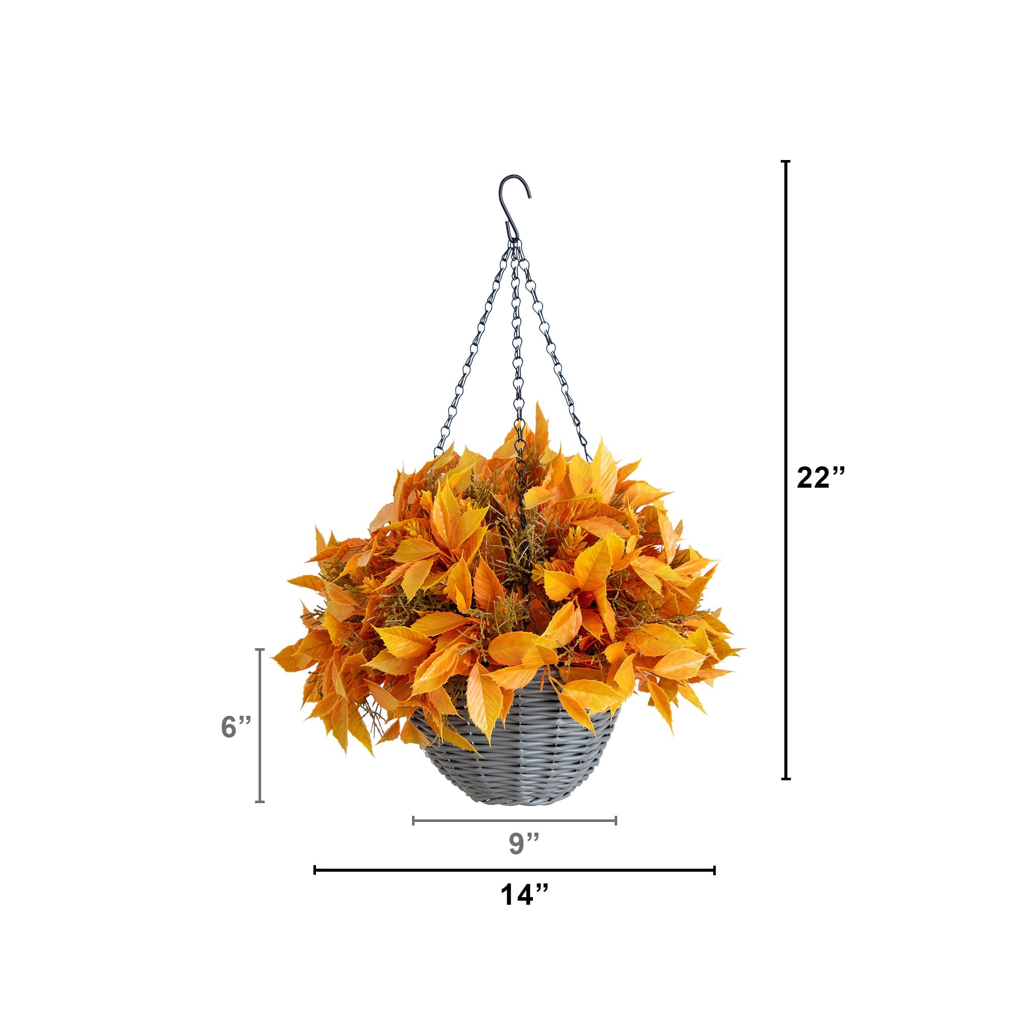 22in. UV Resistant Autumn Artificial Fall Foliage Hanging Basket (Indoor/Outdoor)