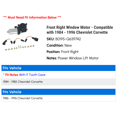 thumbnail image 2 of Front Right Window Motor - Compatible with 1984 - 1996 Chevy Corvette 1985 1986 1987 1988 1989 1990 1991 1992 1993 1994 1995, 2 of 2