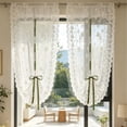 thumbnail image 4 of Floral Lace Sheer Tie Up Curtain 31.5W x 62.99L Inch Adjustable Rod Pocket Light Filtering Curtain for Kitchen Farmhouse, 4 of 6