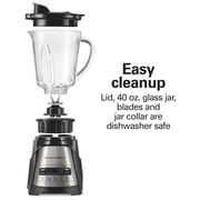 Hamilton Beach Power Elite Multi-Function Blender with Mess Free 40 oz. Glass Jar, 700 Watts, Black, 58148