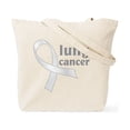 thumbnail image 2 of CafePress - Lung Cancer Pearl Ribbon Tote Bag - Unisex Canvas Tote Bag, Beige, 1-Piece, 2 of 8