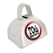 70th Seventieth Birthday Red Black Polka Dots White Cowbell Cow Bell