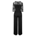 thumbnail image 4 of 2 Piece Outfit for Women,Women Two Piece Set Lace Jumpsuit Three Quarter Sleeve Party And Evening Casual Jumpsuit, 4 of 5