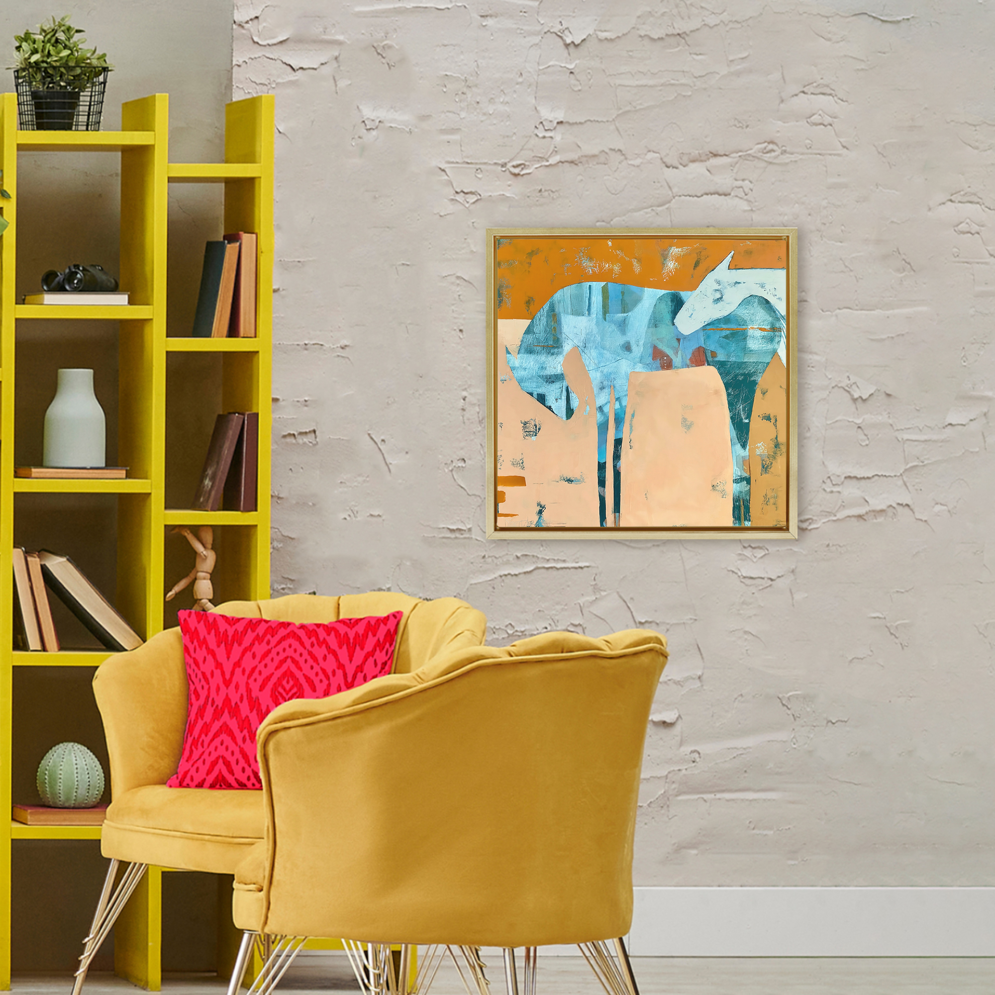 Kindred Crush Horses Gold Framed Floater Canvas Wall Art, design by Dianna Fritzler