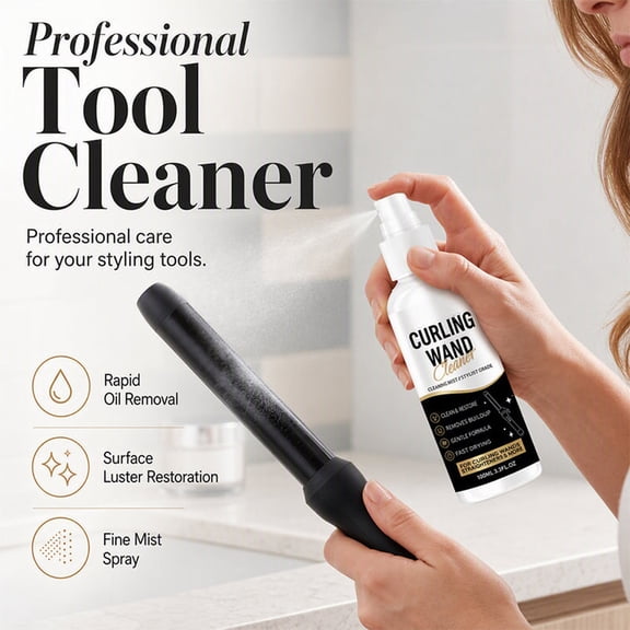 Iron Cleaner Spray, 100ml Quickly Remove Removes Burnt Hair Product Buildup Grease, Keep Styling Tools Working, Non-toxic No Odor, Cleaning Tool for Curling Wand Flat Iron Daily Protection