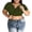 Army Green, variant on Women Built-in Bra T Shirt Short Sleeve V Neck Tees Casual Ribbed Knit Fitted Shirts Plus Size Going Out Tops White XL