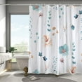 thumbnail image 2 of Decoreagy Watercolor Floral Shower Curtain Sets,Teal Orange Flowers Bathroom Curtains,Modern Minimalist  Bath Curtain, Waterproof Fabric with 12 Hooks 72x72 Inches, 2 of 15