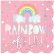 Magical Rainbow Birthday Scalloped Hot Stamp Luncheon Napkins