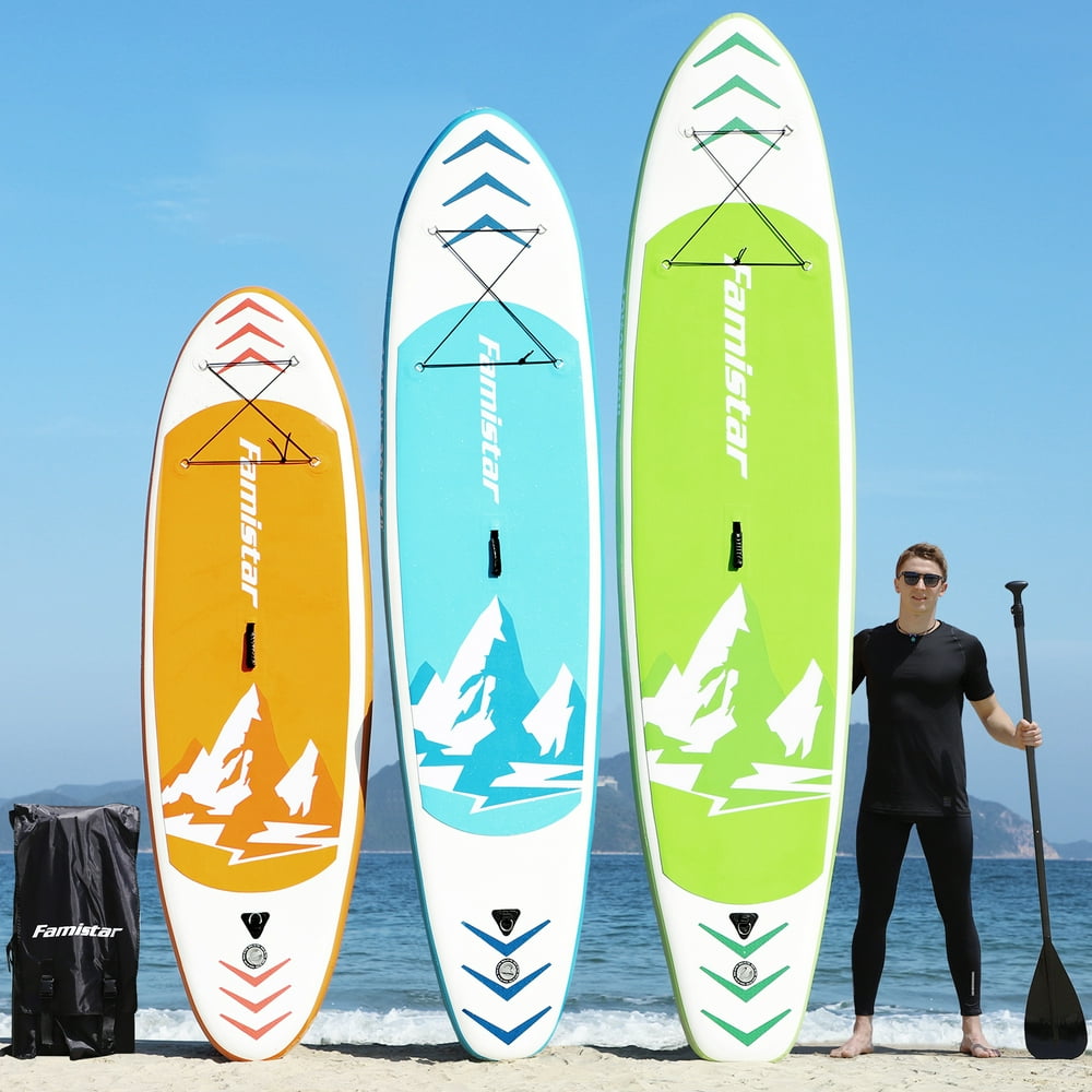 Famistar 12' Inflatable Stand Up Paddle Board SUP w/ 3 Fins, Adjustable