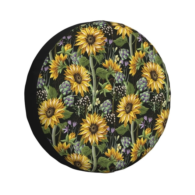 Fotbe Sunflowers Funda de Llanta de Repuesto con Estampado, Engrosada, Ajuste Universal para Jeep, Remolque, RV, SUV, Camión-16 inch