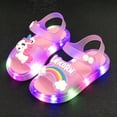 thumbnail image 5 of Girls Cute Unicorn Rainbow LED Light Up Jelly Sandals, Adjustable Ankle Strap Non Slip Kids Water Beach Shoes, Step Activated Glowing Summer Outdoor Walking Sandals 4-9Y, 5 of 7