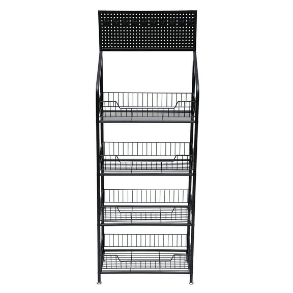 4-Tier Storage Shelf, Black, (10.6*19.6*55 in), Great for Home, for the Kitchen, the Garage, Restaurants, Retail Stores, and More, to Display Food, Fruits, Vegetables, and Other Items