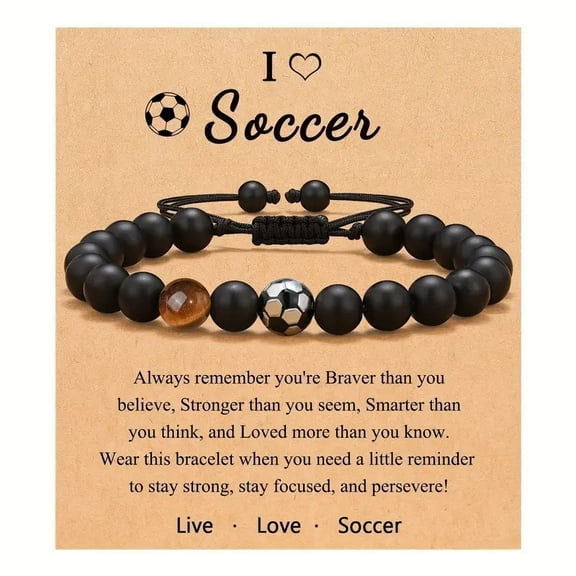 2025 Graduation Gifts for Him: Adjustable Baseball Football Soccer Bead Bracelet with Encourage Quote for Teen Boy - Graduation Gifts for Kindergarten/Middle School/High School/College Grads