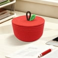 thumbnail image 4 of Ouuluon Woven Storage Basket, Cute Dustproof Storage Baskets, 8×8×5in Red Sturdy Compact Basket for Home Fruit Small Daily Items, 4 of 7