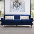 thumbnail image 2 of Maklaine Contemporary Hardwood Sofa with Metal Casters in Navy Blue, 2 of 11