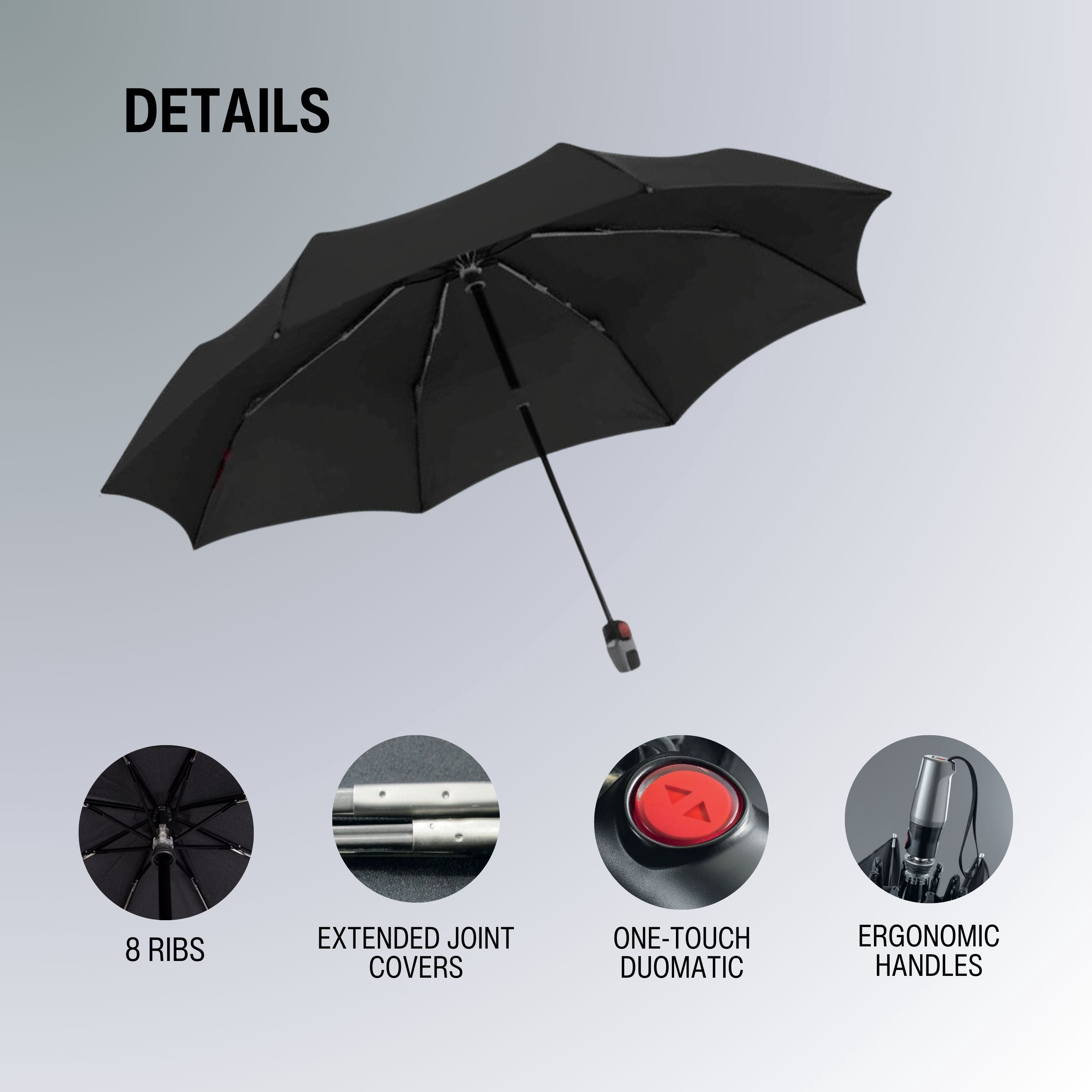 Knirps T.200 Duomatic Compact Rain Umbrella in Botany Shell – Wind Tunnel Tested to 93 mph, Aluminum Steel Fiberglass Frame, 38in Canopy, OEKO-TEX, High-Performance Automatic Travel Umbrellas