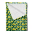 thumbnail image 2 of Floral Soft Flannel Fleece Throw Blanket, Summer Composition of Blooming Flowers and Leaves, Cozy Plush for Indoor and Outdoor Use, 70" x 90", Laurel Green Yellow, by Ambesonne, 2 of 5