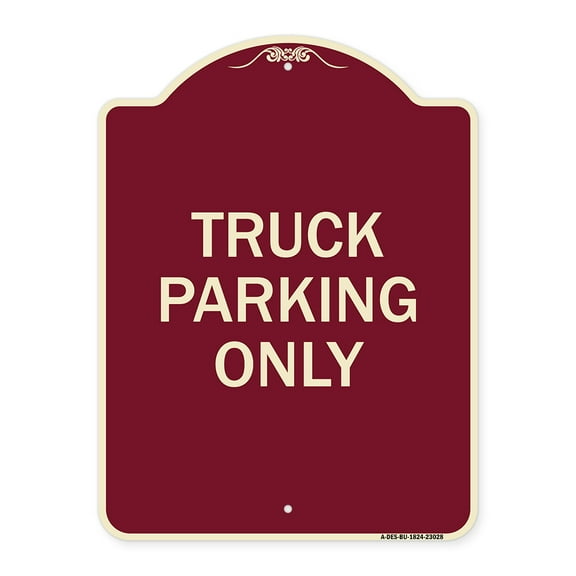 SignMission Designer Series Sign - Reserved Parking Sign Truck Parking Only | Burgundy 18" x 24" Heavy-Gauge Aluminum Architectural Sign | Protect Your Business & Municipality | Made in