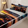 thumbnail image 3 of Castle Fairy Sunset Racer Zipper Twin Comforter Sets with Fitted Sheet and 2 Pillowcases,Abstract Sky Zipper Bedding Set,Orange and Blue,4-Piece,Grey Reversible, 3 of 6