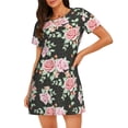 thumbnail image 1 of Disketp Rose Flowers para Camisón Corto de Manga Corta para Mujeres, Camisón Cómodo con Escote Redondo, Bonito y Confortable, 1 of 6