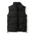 thumbnail image 2 of dzxyzu Men's Winter Stand Collar Vest Warm Padded Puffer Jacket Outdoor Full Zipper Coat Vest Top Riding Skiing Fishing Waistcoat Jacket Black, 2 of 4