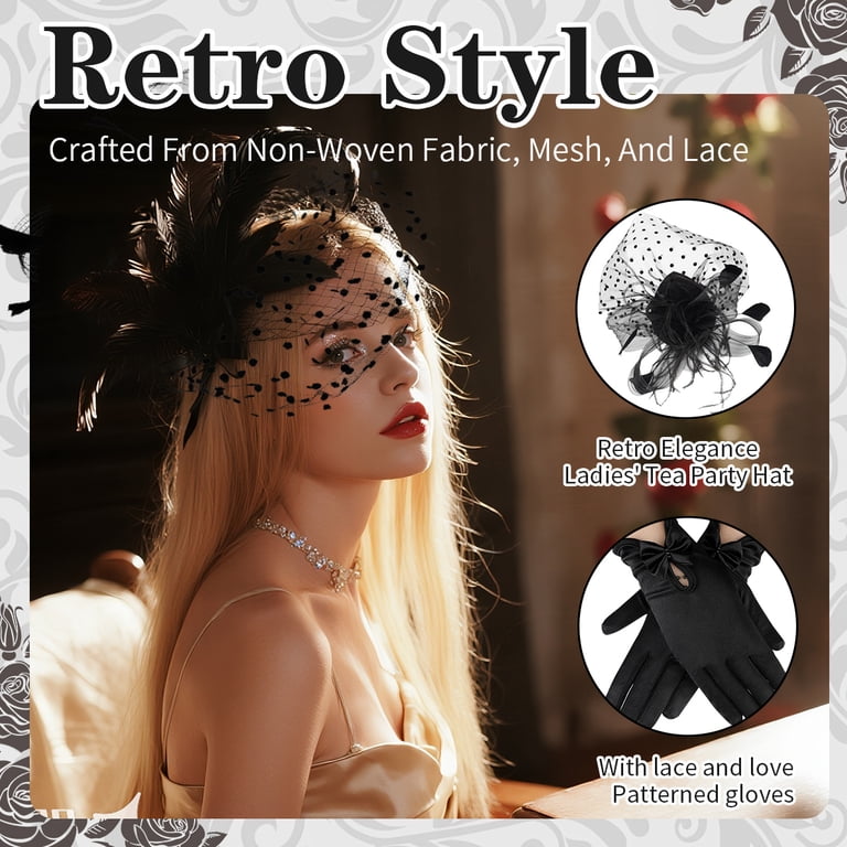 Kabuer Fascinator Hat Set for Women, Funeral Veil Hat  display picture 2