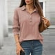 thumbnail image 2 of Sudadera con cremallera para mujer,Blusa informal de manga larga para mujer, cuello redondo, botones delanteros, tela de imitación, ideal para el hogar y el uso diario, sopatenor, 2 of 9