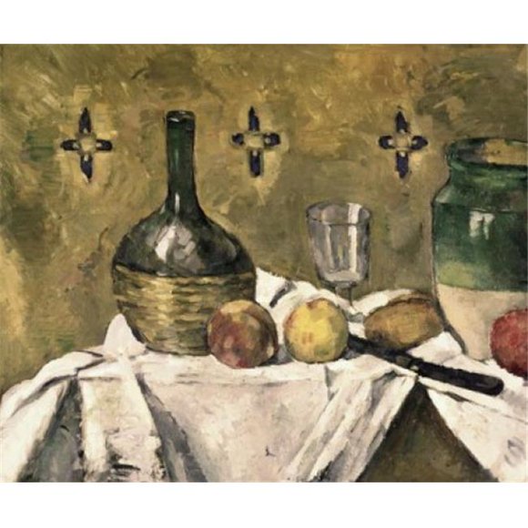 Posterazzi SAL260246 Flask Glass & Fruit 1877 Paul Cezanne 1839-1906 French Oil on Canvas Solomon R Guggenheim Museum New York USA - 18 x 24 in.