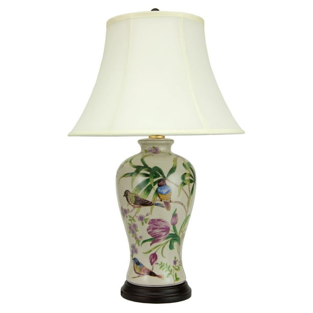 Oriental Furniture 29" Floral White Porcelain Lamp, table lamp
