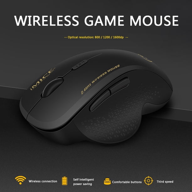 Ratón inalámbrico G6 de 2,4 GHz con 6 botones, 3 niveles, 1600 DPI, ratón ergonómico ajustable