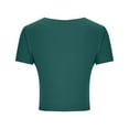 thumbnail image 6 of Uaswgudfs Women's Double Bow Accent Crop Top: Form-Fitting Short Sleeve T-Shirt with Stretchy Fabric & Summer Casual Charm Green XXL, 6 of 7
