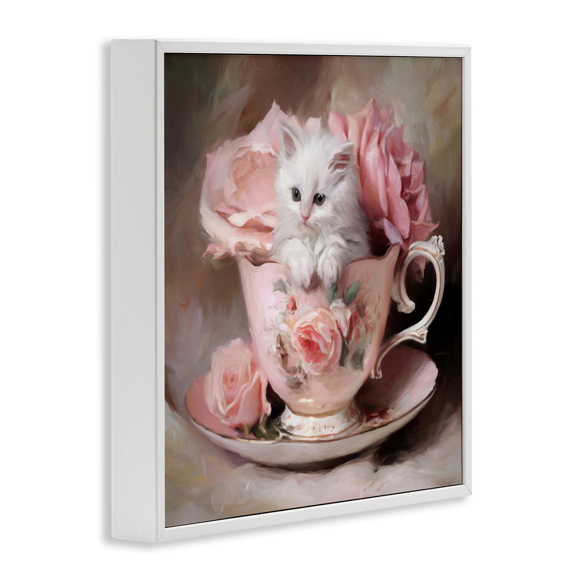 Stupell Industries Little Teacup Kitten White Framed Giclee Art, design by Tina LeCour