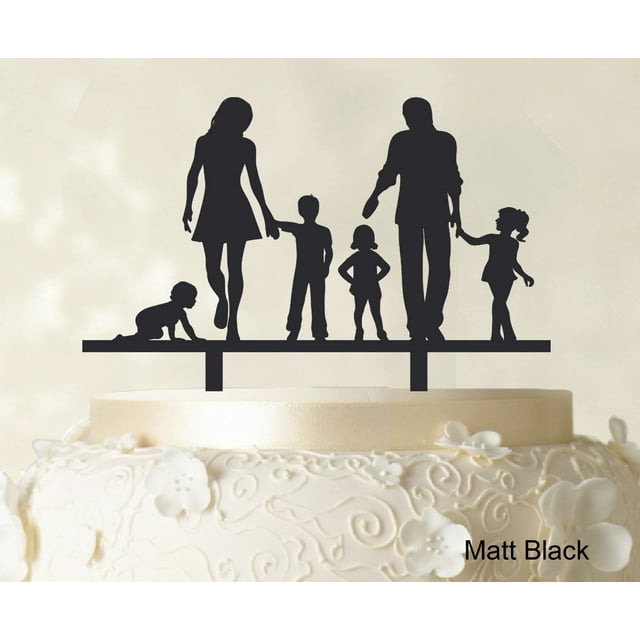 Personalized Family Cake Topper Custom Silhouette Wedding Cake Topper Cake Decorations Option Available 6-7 Inches Wide